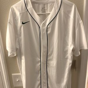 Nike white and green plain baseball jersey nwt